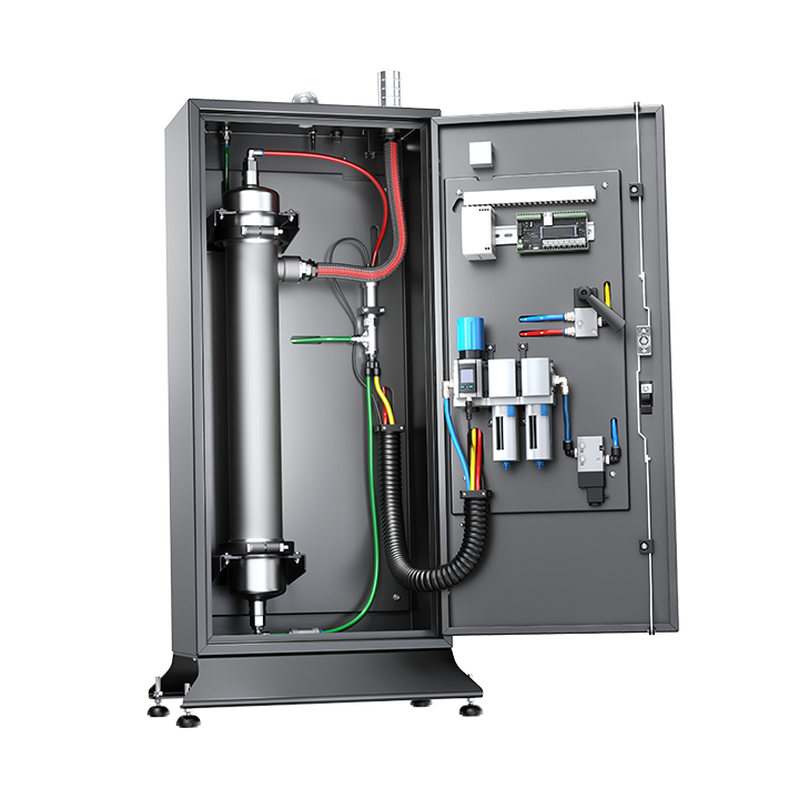 ZeroNOxTEC ZeroNOxTEC cabinet open, showing the membrane, pneumatic components and controller